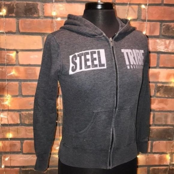 Steel Tribe Muscle Gear Grey Zip Up Sweatshirt - Picture 2 of 7